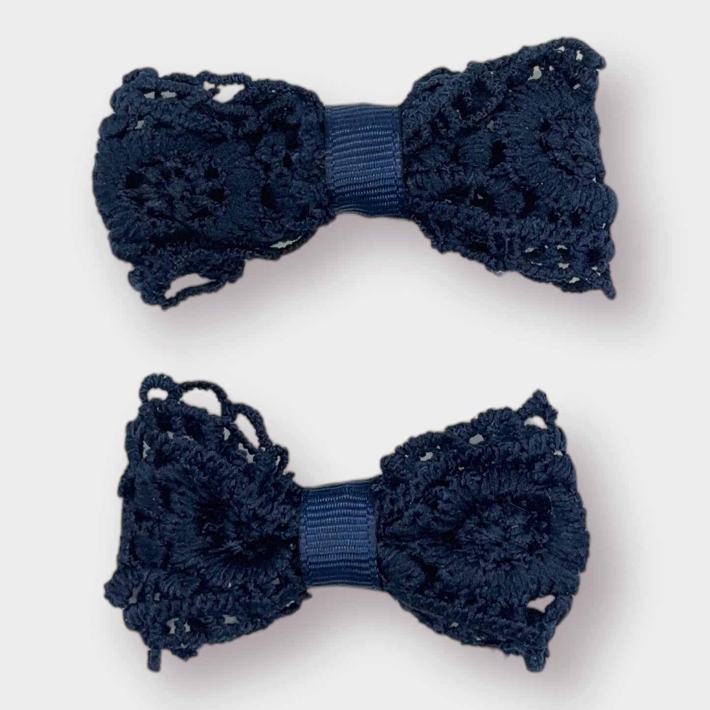 Navy Lace Bows - 2 Pack