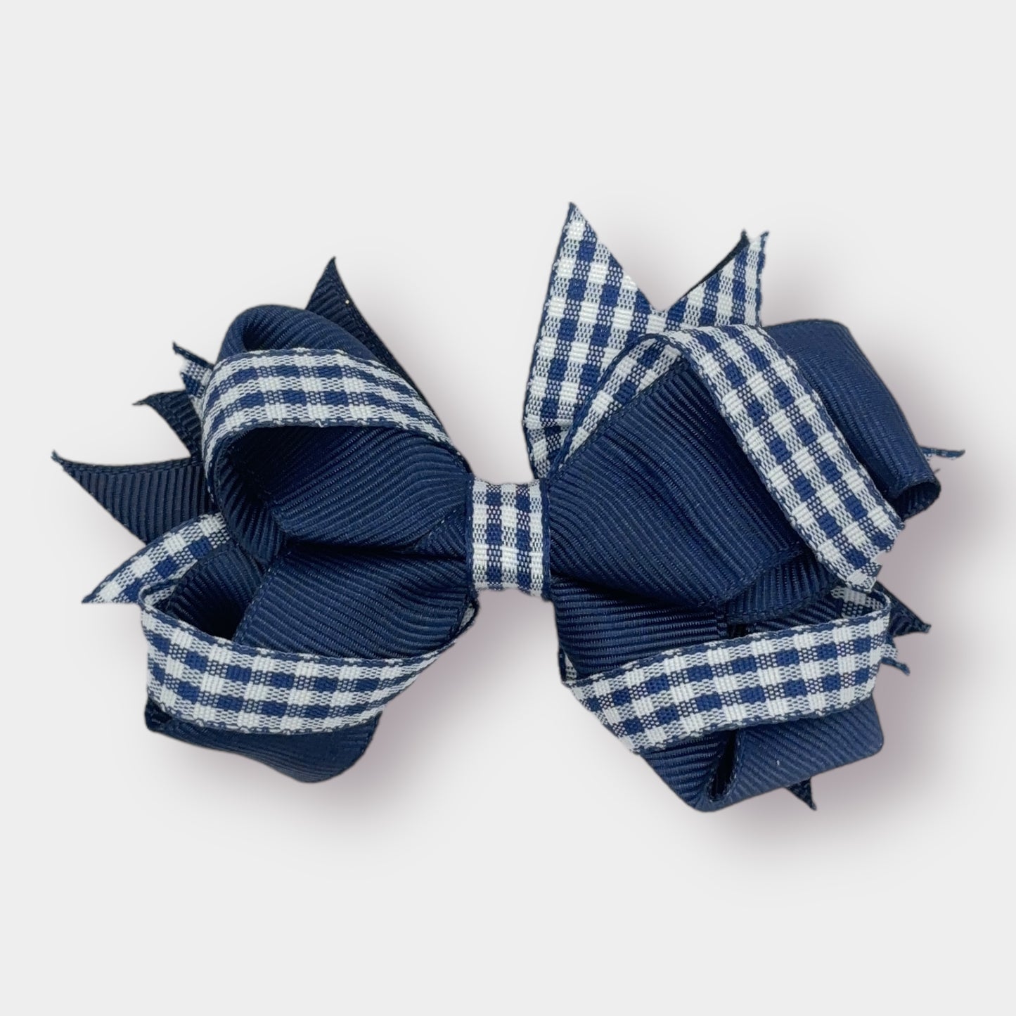 Navy Gingham Ribbon Bow