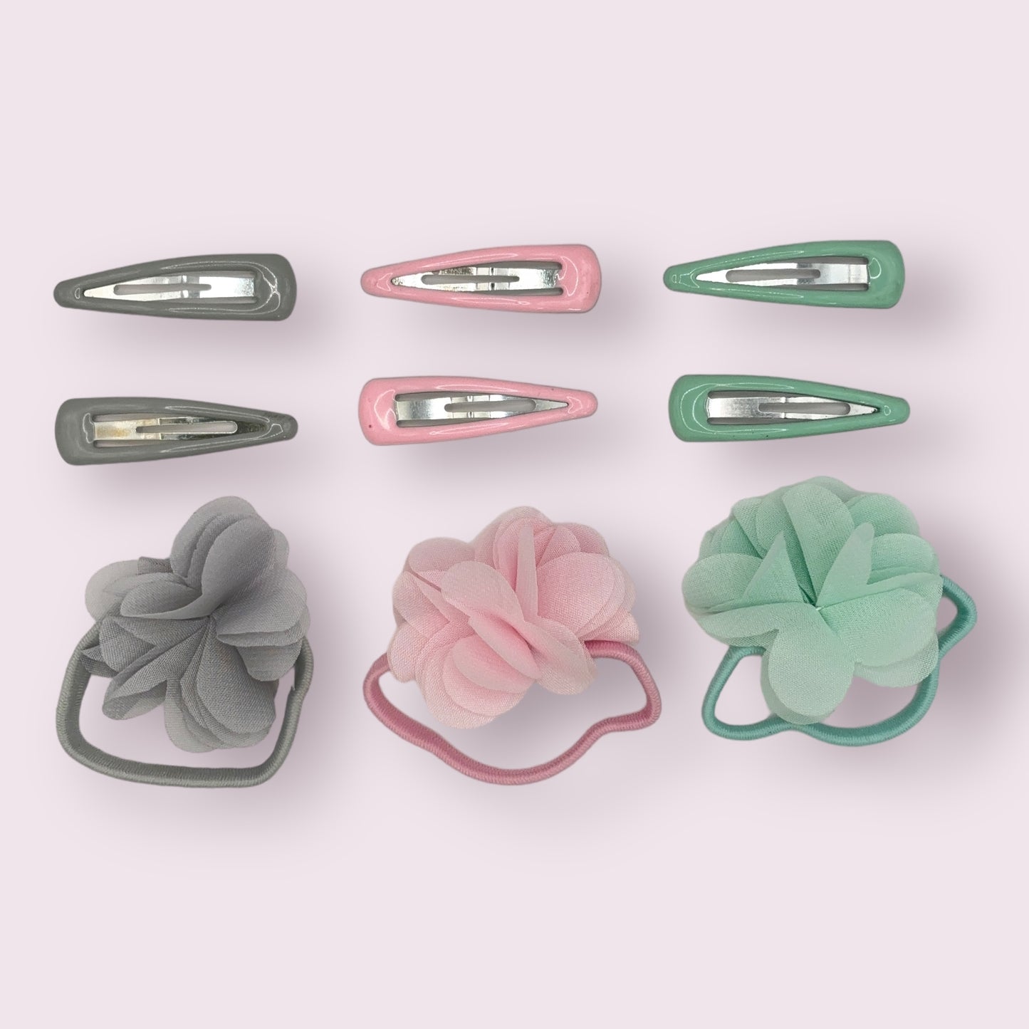 Pastel Flower and Clip Set - 3 Pack