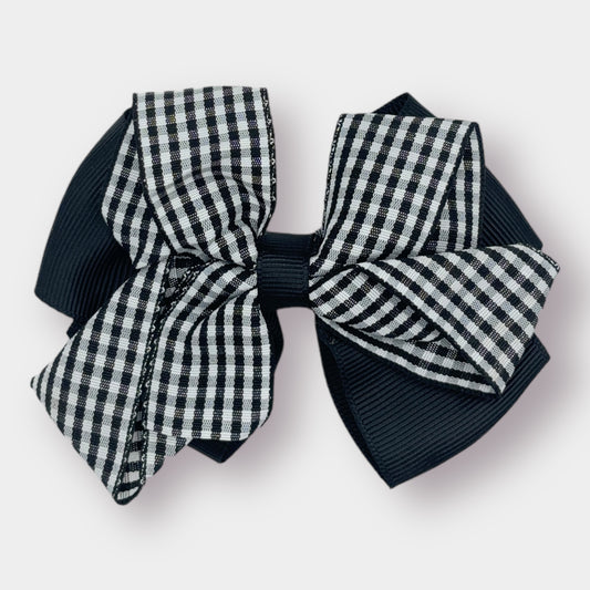 Black Gingham Double Bow