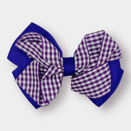Purple Gingham Double Bow