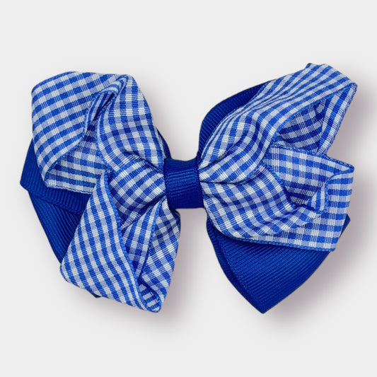 Blue Gingham Double Bow