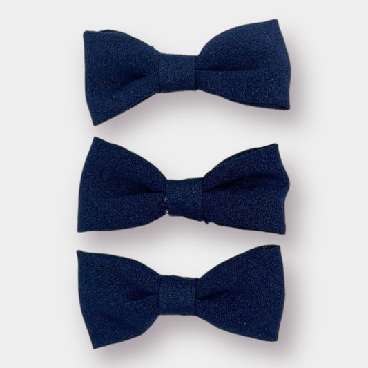 Navy Clip Bows - 3 Pack