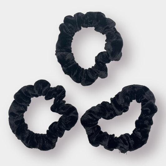 Black Velvet Scrunchies - 3 Pack