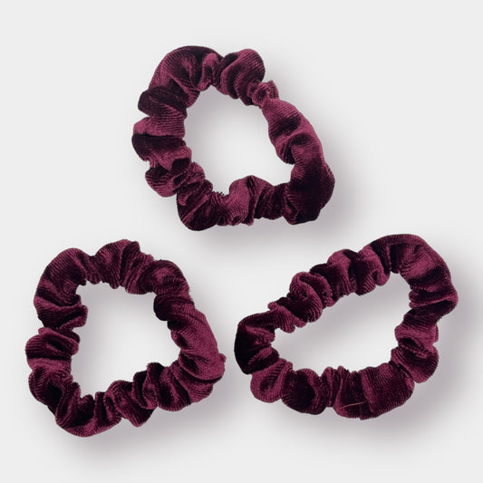 Maroon Velvet Scrunchies - 3 Pack