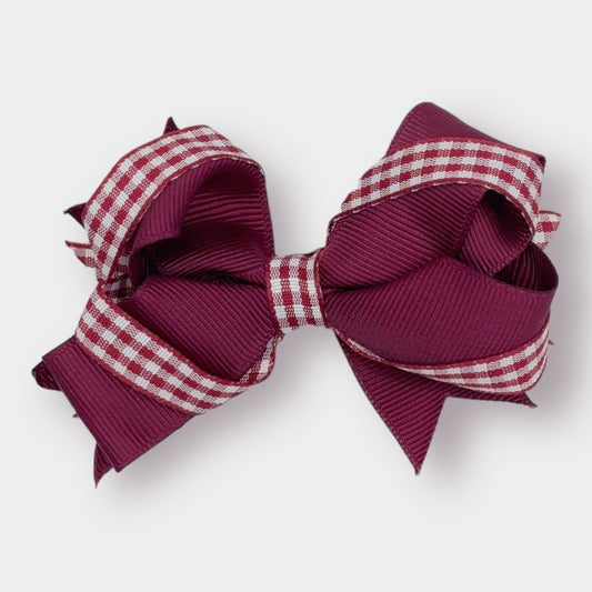 Maroon Gingham Ribbon Bow