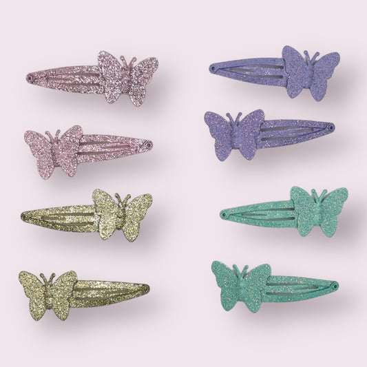 Small Glitter Butterfly Clips - 4 Pack