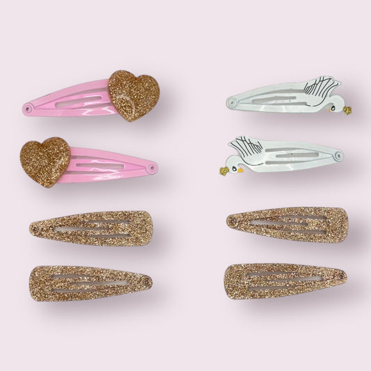 Swan and Heart Clip Set - 4 Pack