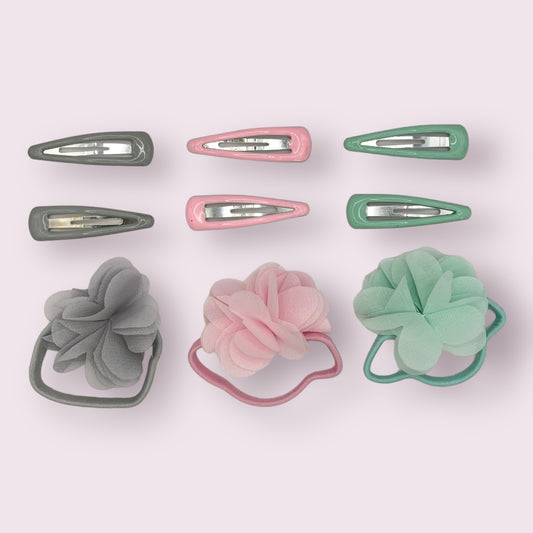 Pastel Flower and Clip Set - 3 Pack