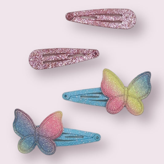 Rainbow Butterfly Clip Set - 4 Pack