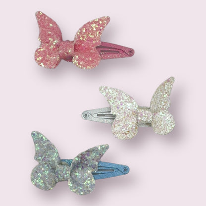 Glitter Butterflies on Clips - 3 Pack